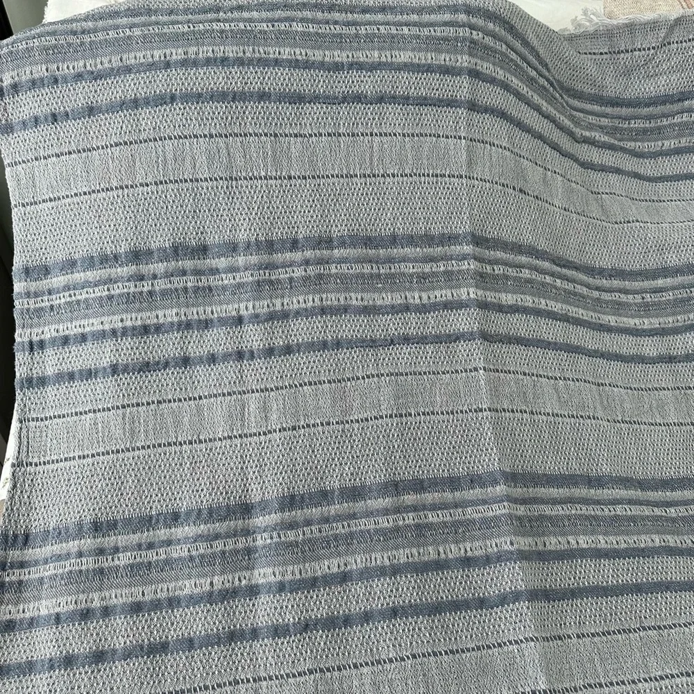 Hearth & Hand Magnolia Vintage Blue Textured Stripe Dobby Throw Blanket
